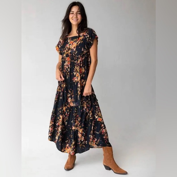 NATURAL LIFE Dresses & Skirts - Natural Life Berkley Multicolor Floral Tiered Maxi Dress Size XL Boho Prairie